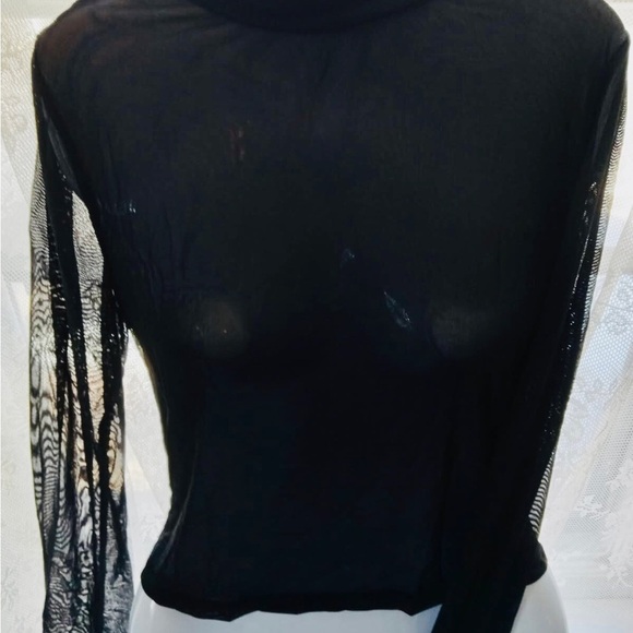 Black Top with Sheer glitter Sleeves - Picture 2 of 2